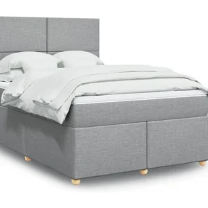 Cama com molas/colchão 140x200 cm tecido cinzento-claro | Design Escandinavo |