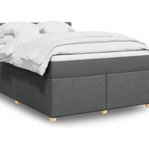Cama com molas/colchão 140x200 cm tecido cinzento-escuro Edição com Espelho