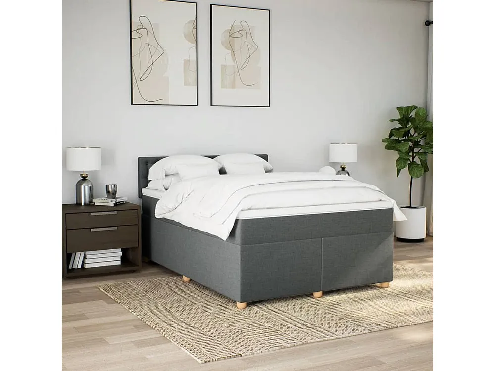 Cama com molas/colchão 140x200 cm tecido cinzento-escuro Edição com Espelho