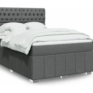 Cama com molas/colchão 140x200 cm tecido cinzento-escuro Fácil Montagem