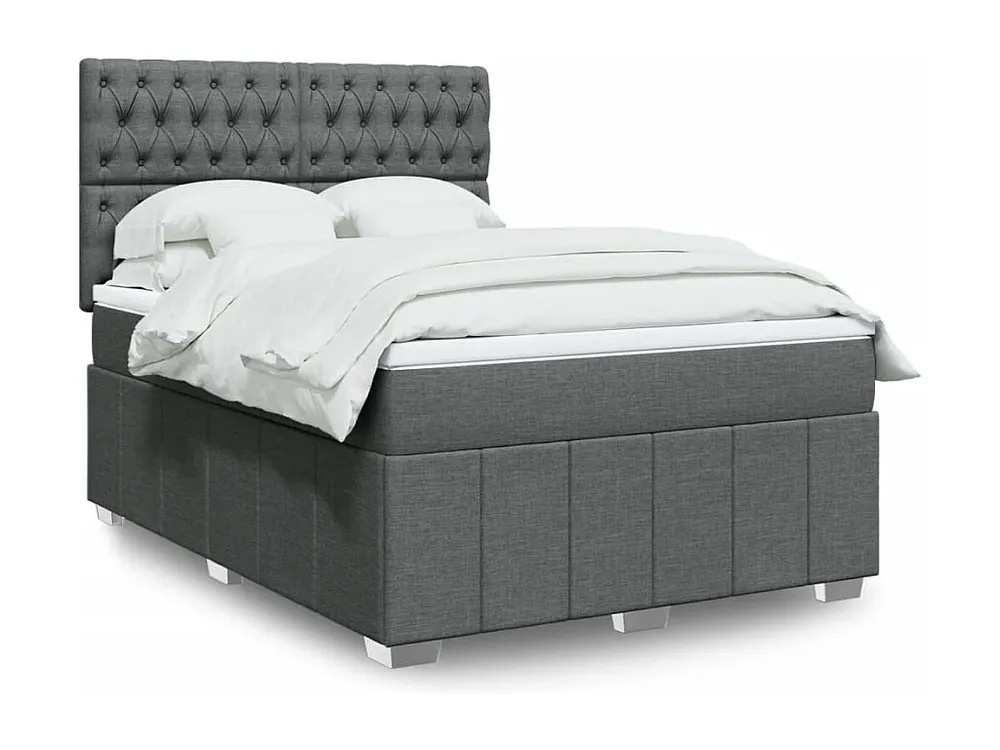 Cama com molas/colchão 140x200 cm tecido cinzento-escuro Fácil Montagem