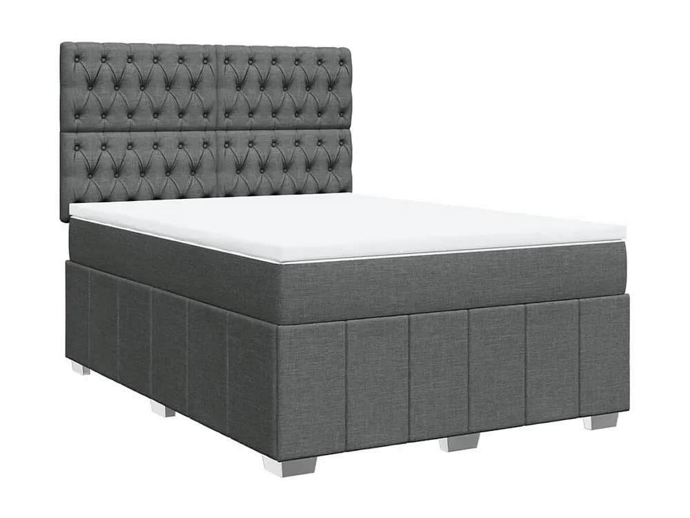 Cama com molas/colchão 140x200 cm tecido cinzento-escuro Fácil Montagem