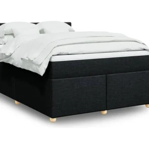 Cama com molas/colchão 140x200 cm tecido preto com Garantia Estendida