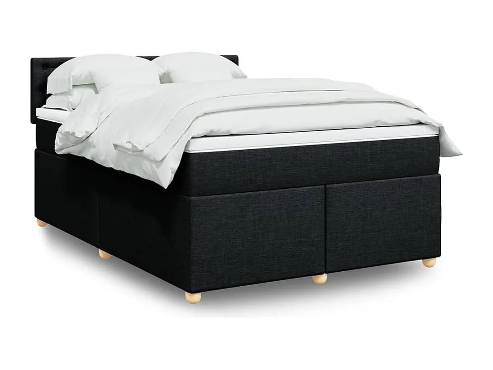 Cama com molas/colchão 140x200 cm tecido preto com Garantia Estendida