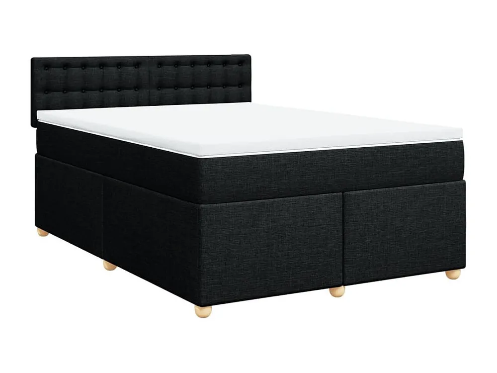 Cama com molas/colchão 140x200 cm tecido preto com Garantia Estendida