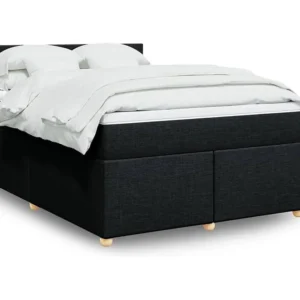 Cama com molas/colchão 140x200 cm tecido preto para Quartos de Casal