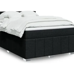 Cama com molas/colchão 140x200 cm tecido preto com Cabideiro Incluso