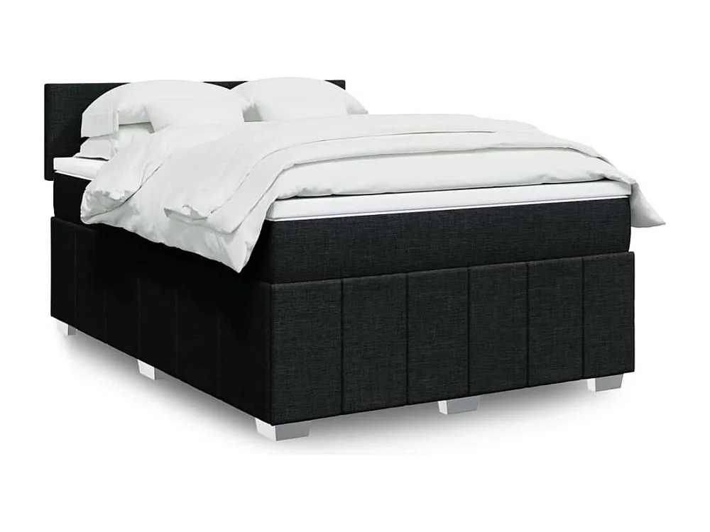 Cama com molas/colchão 140x200 cm tecido preto com Cabideiro Incluso