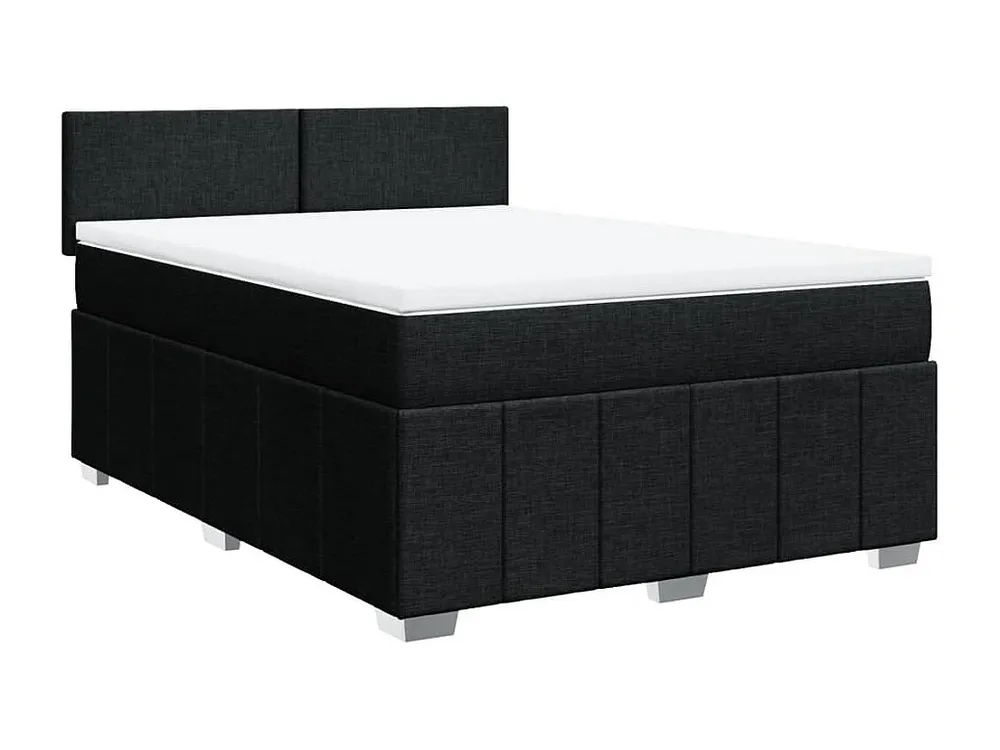 Cama com molas/colchão 140x200 cm tecido preto com Cabideiro Incluso