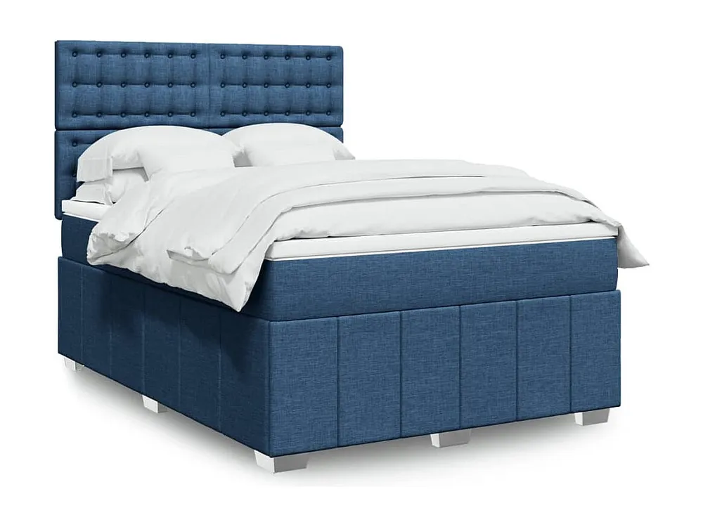 Cama com molas/colchão 160x200 cm tecido azul com Garantia Estendida