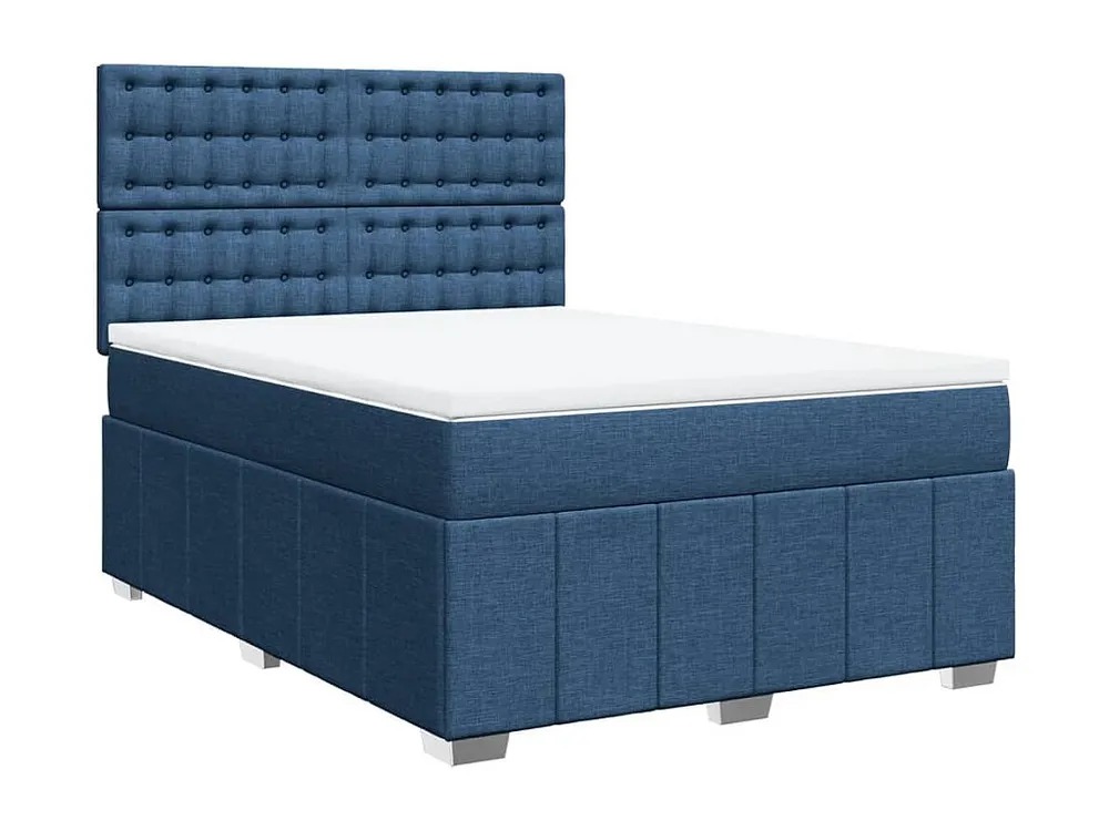 Cama com molas/colchão 160x200 cm tecido azul com Garantia Estendida