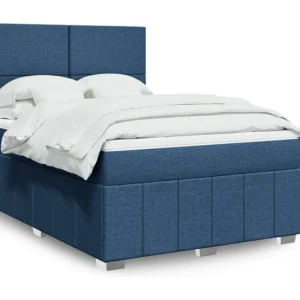 Cama com molas/colchão 160x200 cm tecido azul Medidas Queen Size