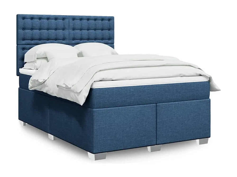 Cama com molas/colchão 160x200 cm tecido azul com Garantia Estendida