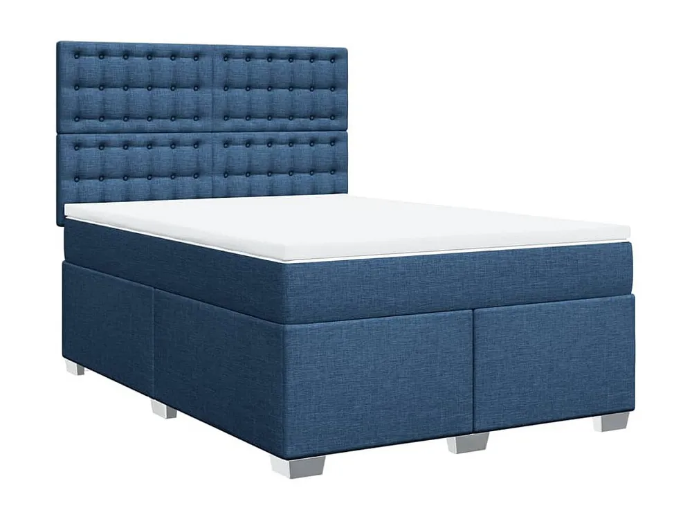 Cama com molas/colchão 160x200 cm tecido azul com Garantia Estendida