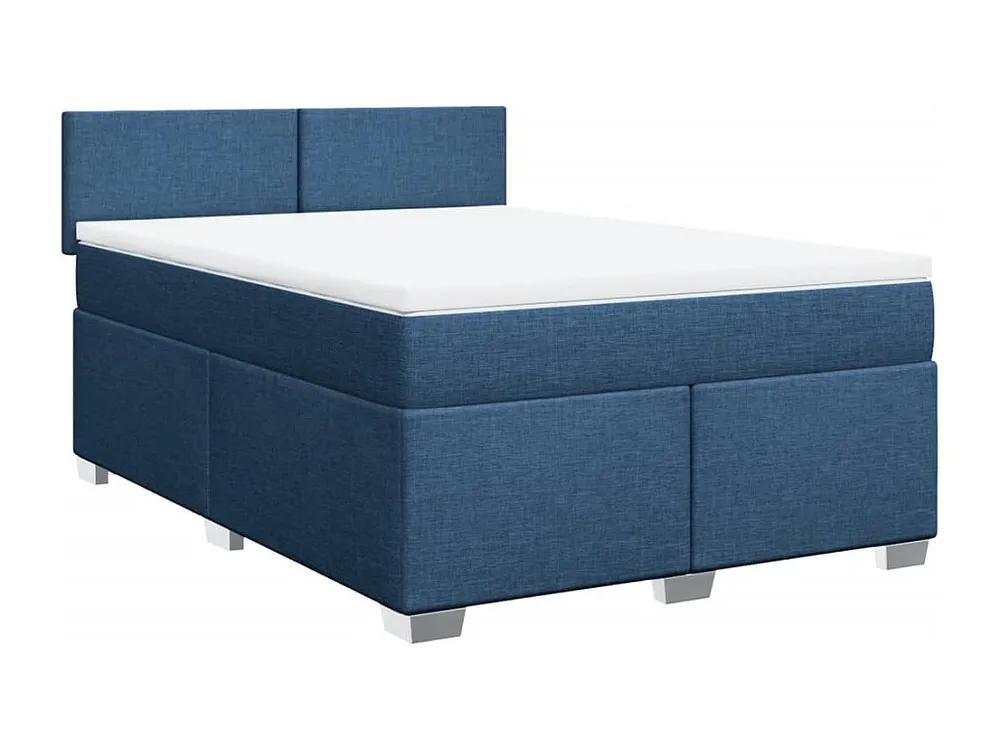 Cama com molas/colchão 160x200 cm tecido azul com Colchão Incluso