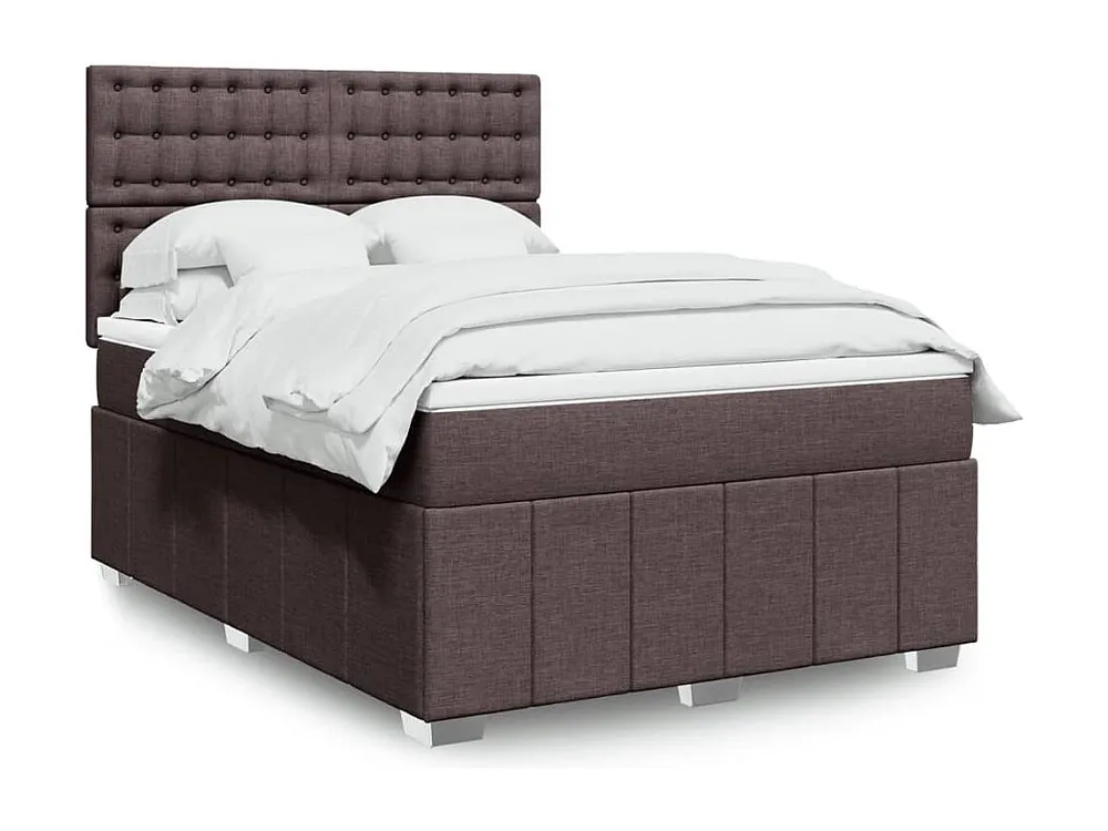 Cama com molas/colchão 160x200 cm tecido castanho-escuro Fácil Montagem