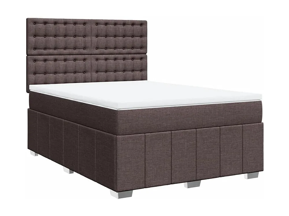 Cama com molas/colchão 160x200 cm tecido castanho-escuro Fácil Montagem