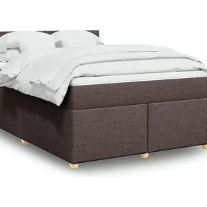 Cama com molas/colchão 160x200 cm tecido castanho-escuro com Garantia Estendida