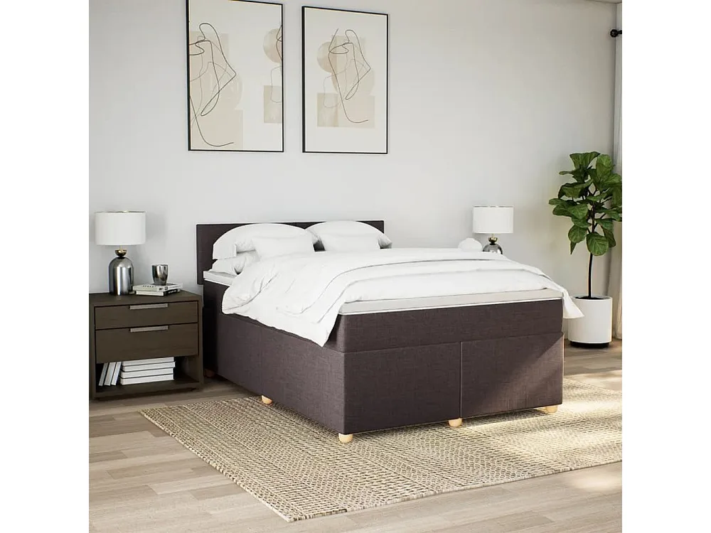 Cama com molas/colchão 160x200 cm tecido castanho-escuro com Garantia Estendida
