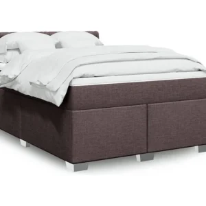 Cama com molas/colchão 160x200 cm tecido castanho-escuro Tecido Resistente