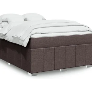 Cama com molas/colchão 160x200 cm tecido castanho-escuro para Quartos de Casal