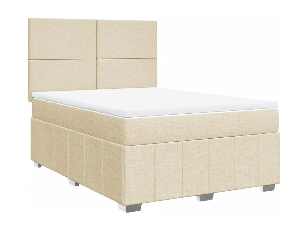 Cama com molas/colchão 160x200 cm tecido cor creme | Montagem Inclusa