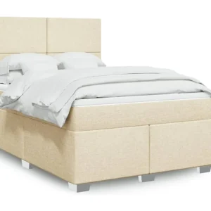 Cama com molas/colchão 160x200 cm tecido cor creme para Organização de Roupas