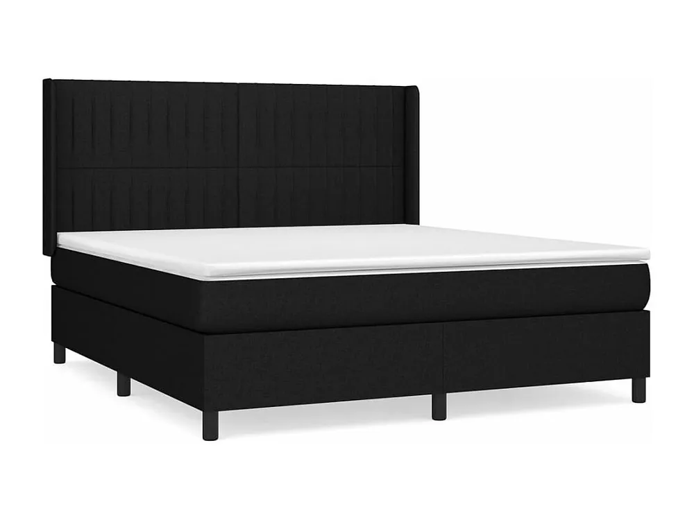 Cama com molas/colchão 160x200 cm tecido preto com Garantia Estendida