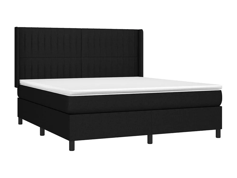 Cama com molas/colchão 160x200 cm tecido preto com Garantia Estendida