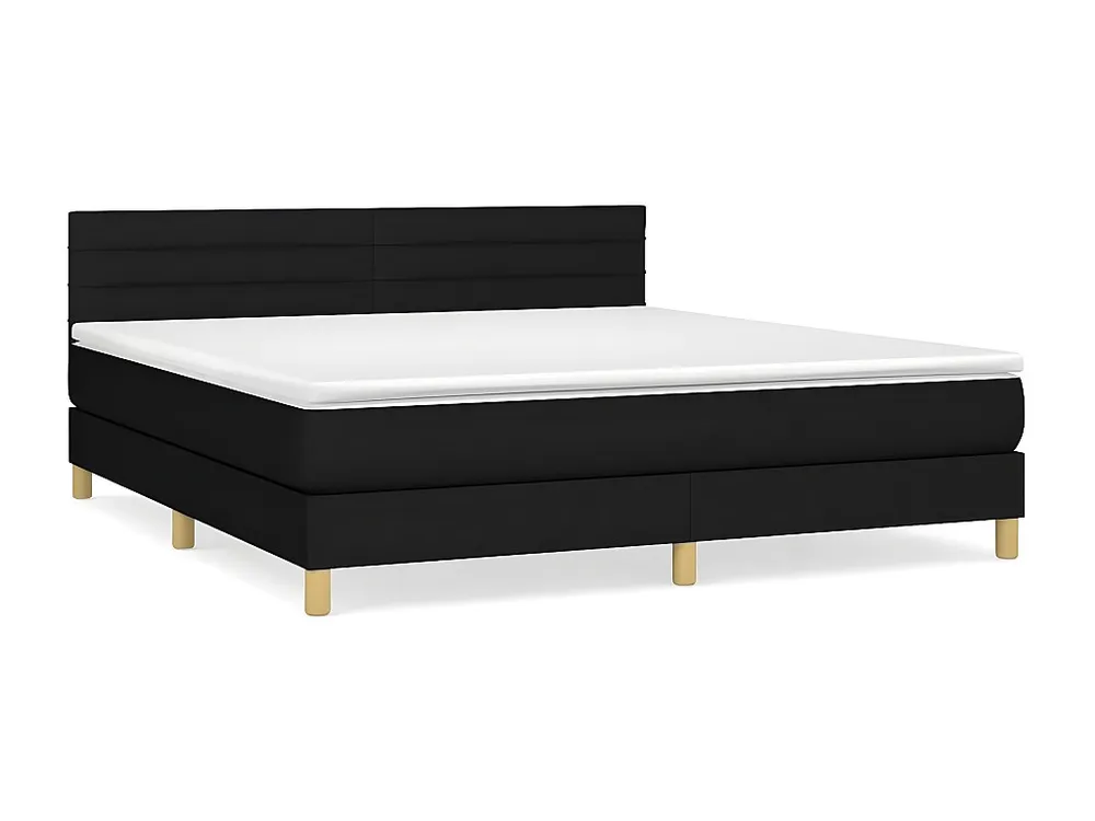 Cama com molas/colchão 160x200 cm tecido preto em Pinho Natural