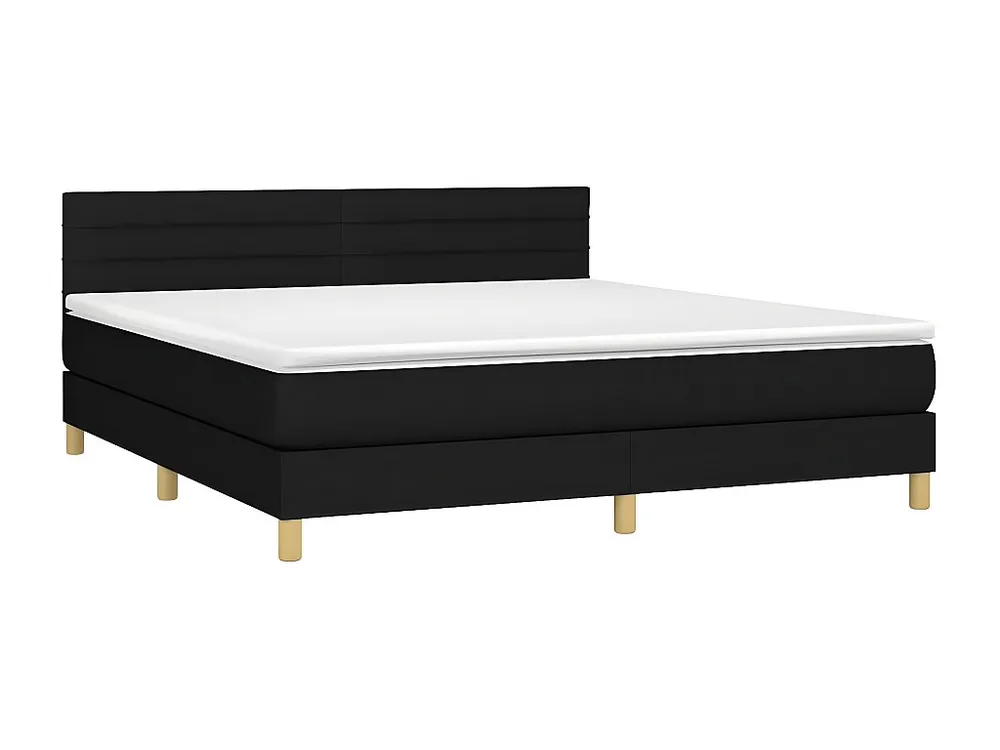 Cama com molas/colchão 160x200 cm tecido preto em Pinho Natural