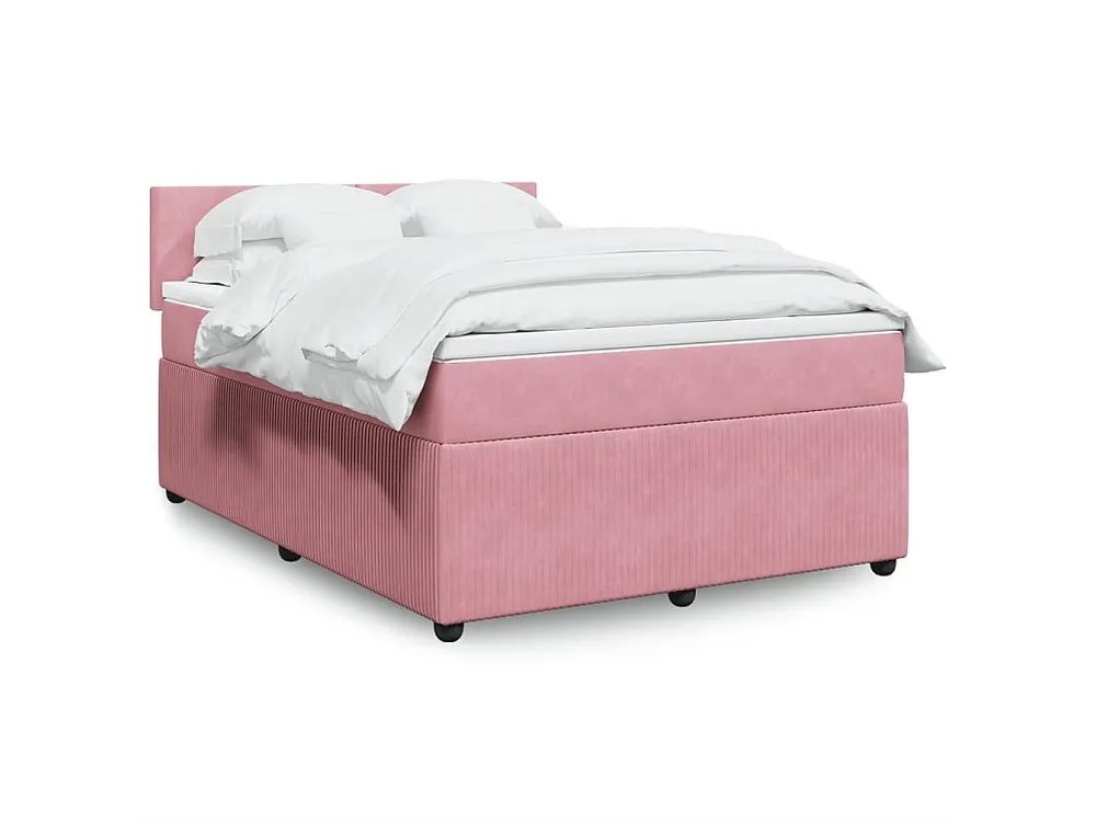 Cama com molas/colchão 160x200 cm veludo rosa | Design Escandinavo |