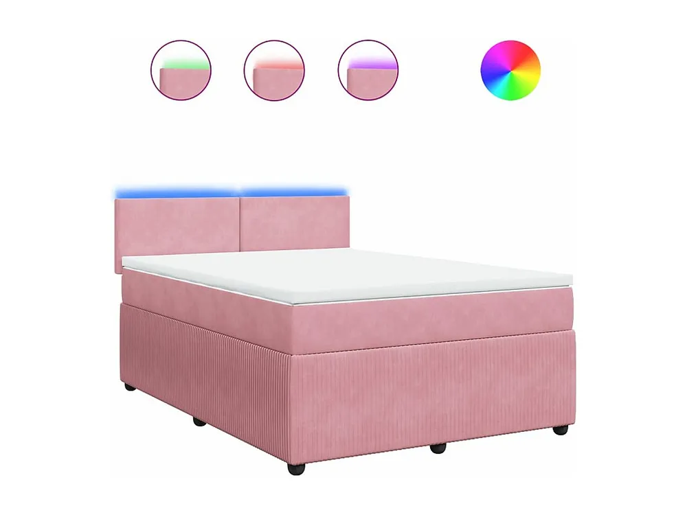 Cama com molas/colchão 160x200 cm veludo rosa | Design Escandinavo |