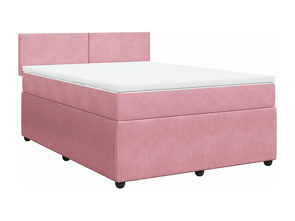 Cama com molas/colchão 160x200 cm veludo rosa | Design Escandinavo |