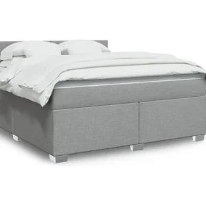 Cama com molas/colchão 180x200 cm tecido cinzento-claro com Cabideiro Incluso