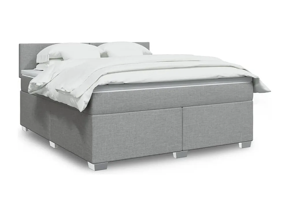 Cama com molas/colchão 180x200 cm tecido cinzento-claro com Cabideiro Incluso