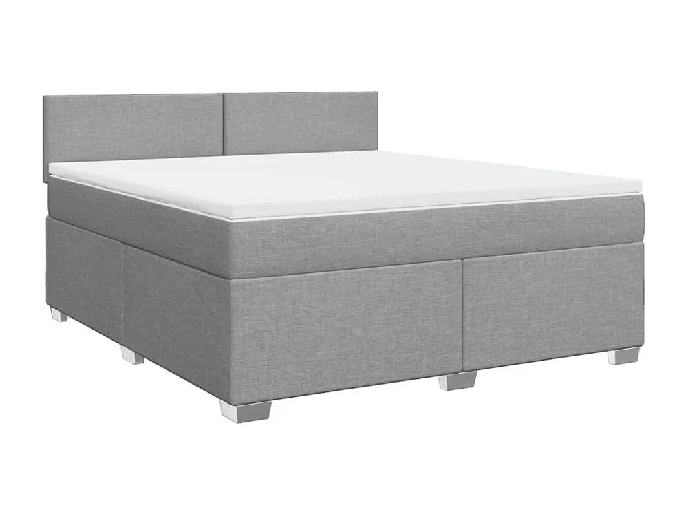 Cama com molas/colchão 180x200 cm tecido cinzento-claro com Cabideiro Incluso