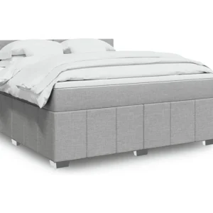 Cama com molas/colchão 180x200 cm tecido cinzento-claro | Montagem Inclusa