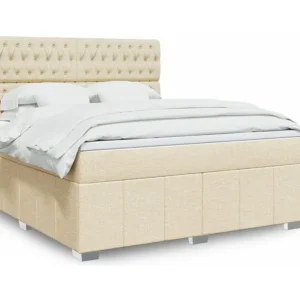 Cama com molas/colchão 180x200 cm tecido cor creme Medidas Queen Size