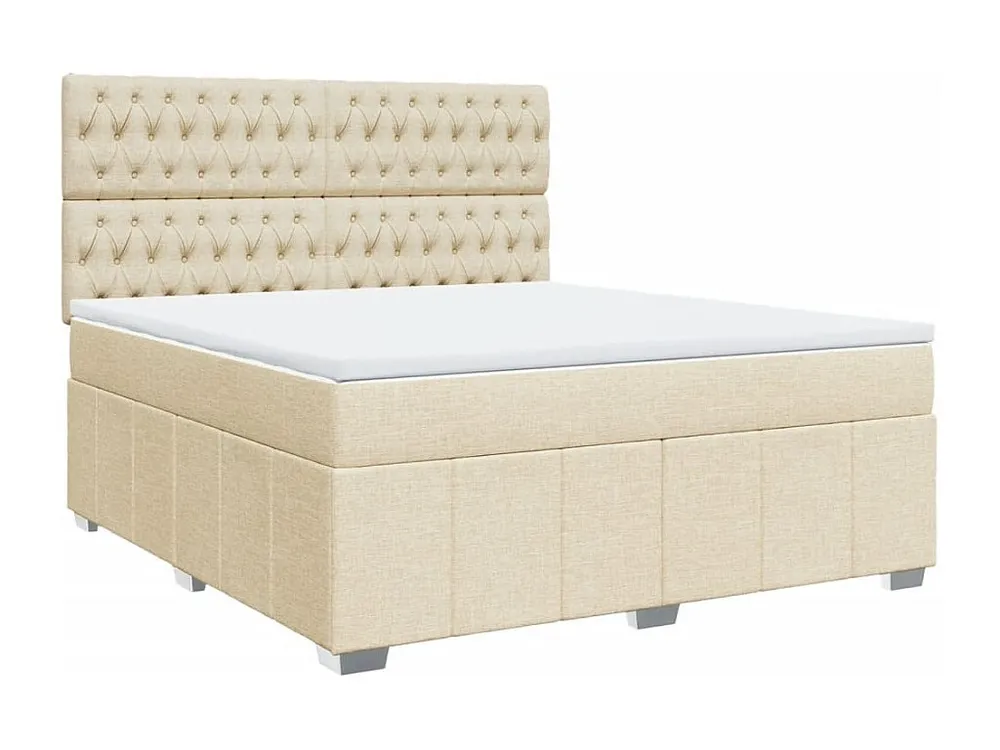 Cama com molas/colchão 180x200 cm tecido cor creme Medidas Queen Size