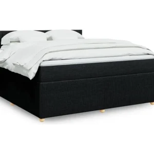 Cama com molas/colchão 180x200 cm tecido preto com Pés Ajustáveis
