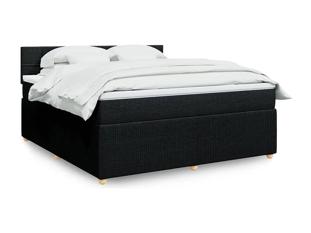 Cama com molas/colchão 180x200 cm tecido preto com Pés Ajustáveis