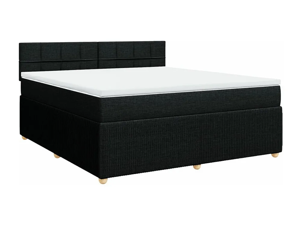 Cama com molas/colchão 180x200 cm tecido preto com Pés Ajustáveis