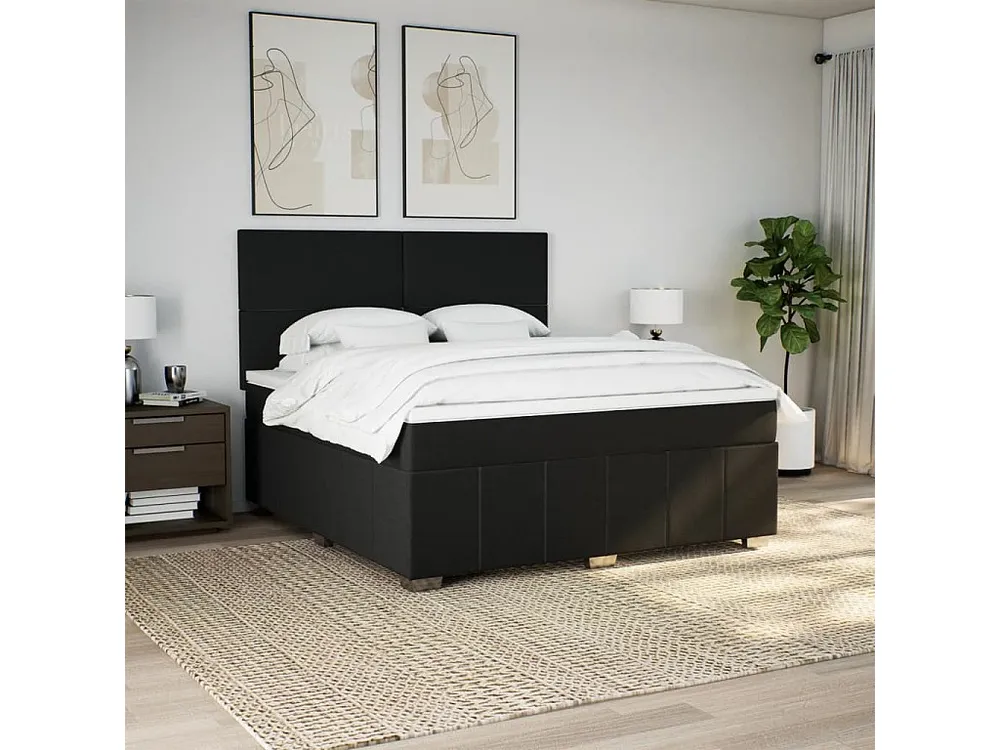 Cama com molas/colchão 180x200 cm tecido preto Medidas Queen Size