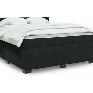 Cama com molas/colchão 180x200 cm veludo preto com Pés Ajustáveis