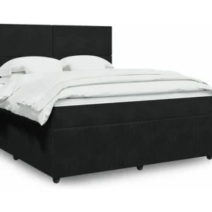 Cama com molas/colchão 180x200 cm veludo preto para Quartos de Casal