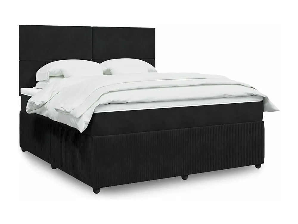 Cama com molas/colchão 180x200 cm veludo preto para Quartos de Casal