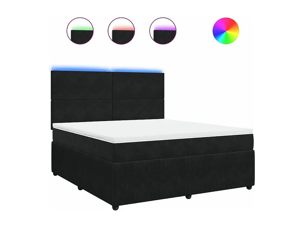 Cama com molas/colchão 180x200 cm veludo preto para Quartos de Casal