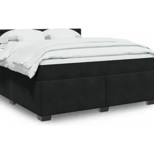 Cama com molas/colchão 180x200 cm veludo preto em Pinho Natural
