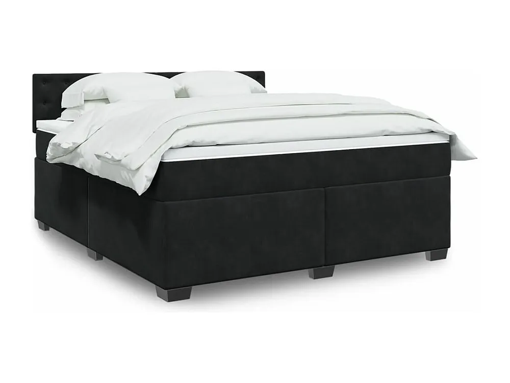 Cama com molas/colchão 180x200 cm veludo preto em Pinho Natural